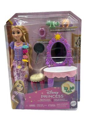 Disney Princess Tangled Rapunzel Doll Vanity Pascal 10 Accessories NEW Mattel